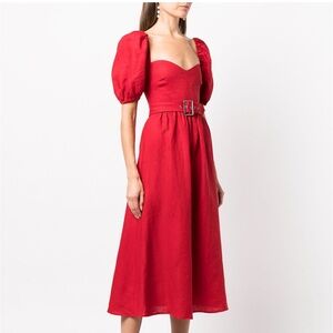 Reformation Red Puff Sleeve Dress NWT